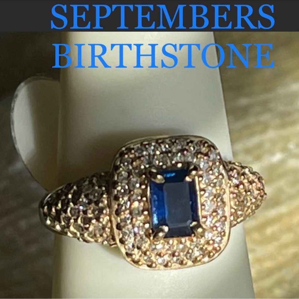Genuine Blue Sapphire & Diamond Ring